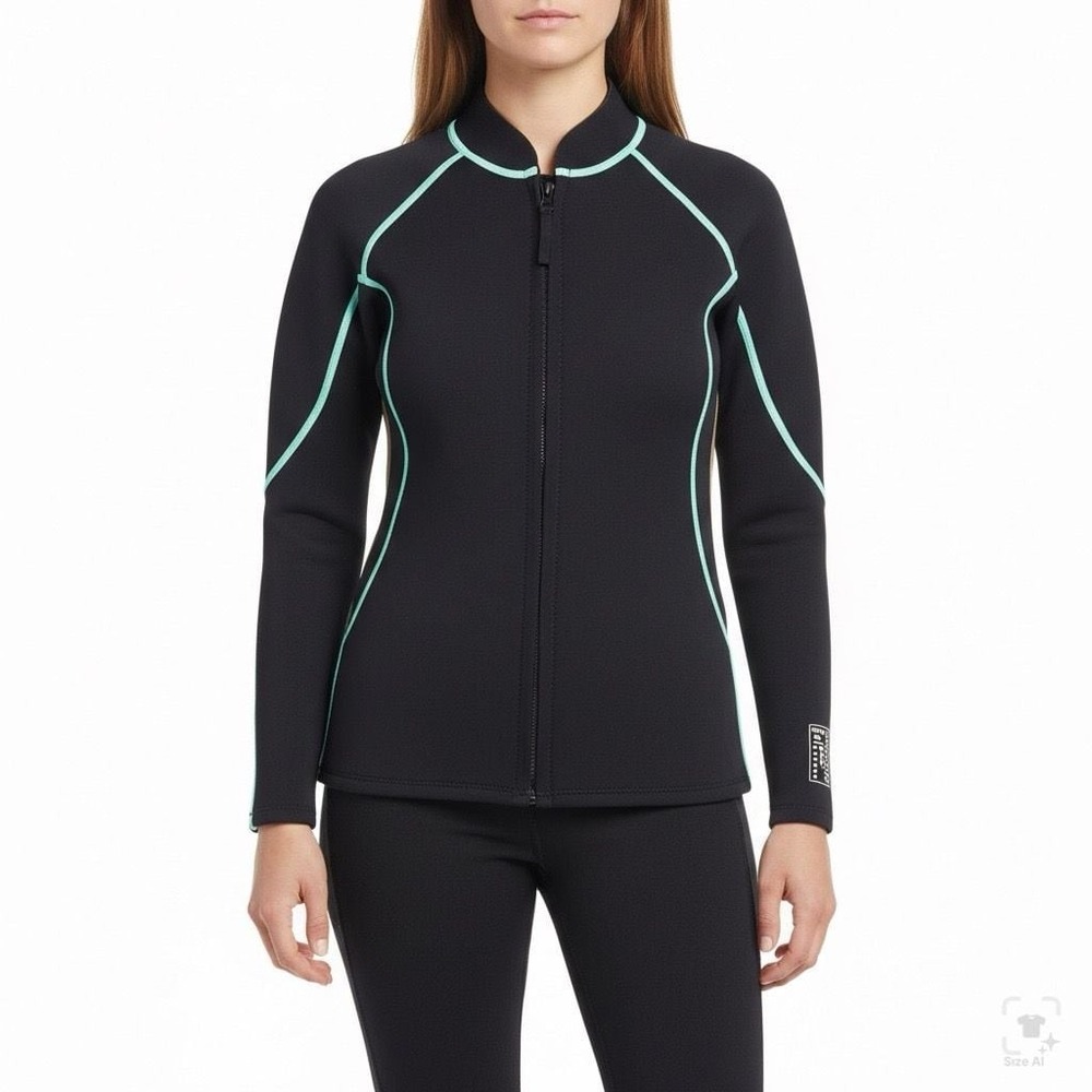 Lemorecn Women's 2mm‎ Neoprene Long Sleeve Wetsuit Top with Front Zip size XL